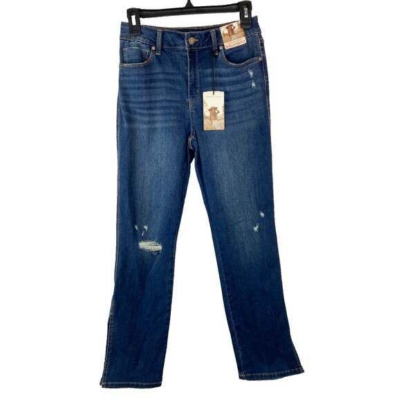 NWT Sincerely Jules Women’s High Rise Slim Straight Jeans 5/27 Side Slit Stretch - Picture 1 of 12
